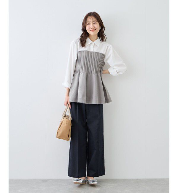 Rope&rsquo;Picnic「シャツドッキングペプラムニット」|シャツ・ブラウス|