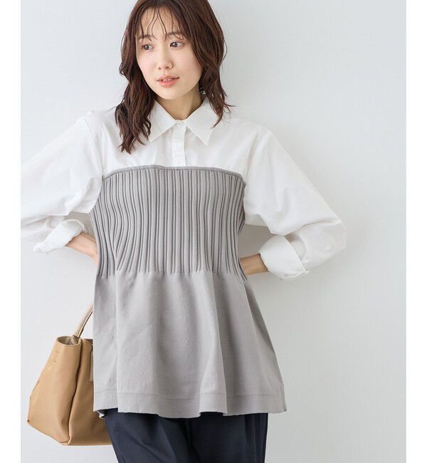 Rope&rsquo;Picnic「シャツドッキングペプラムニット」|シャツ・ブラウス|