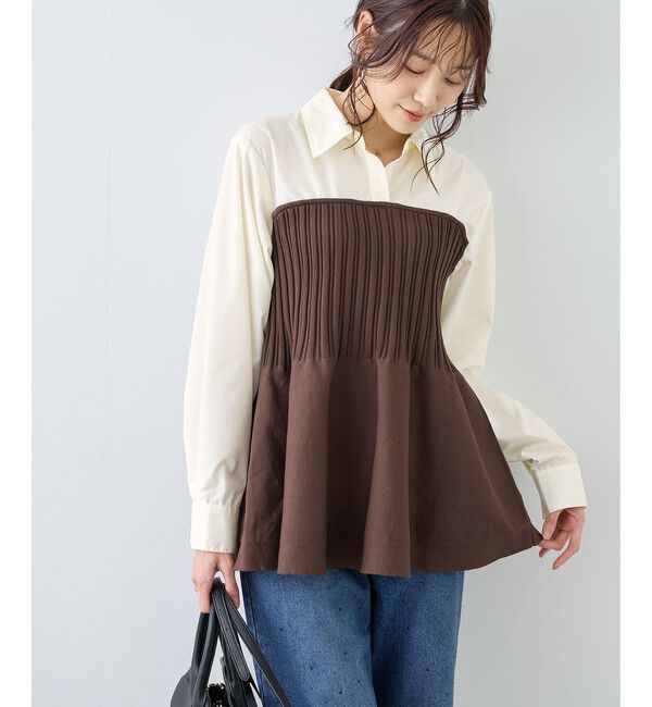 Rope&rsquo;Picnic「シャツドッキングペプラムニット」|シャツ・ブラウス|ブラウン系(22)