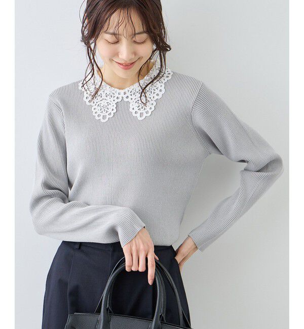 Rope&rsquo;Picnic「レースカラーニット」|ニット・セーター|