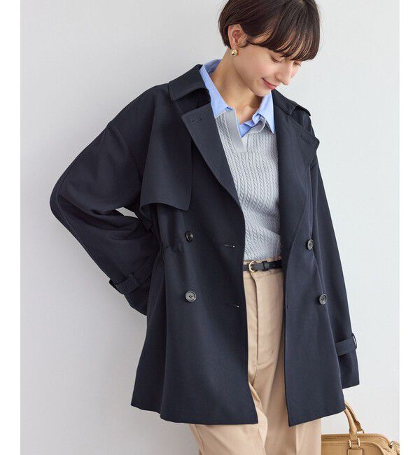 Rope&rsquo;Picnic「ミドル丈トレンチコート/撥水・花粉ガード」|トレンチコート|ネイビー(40)