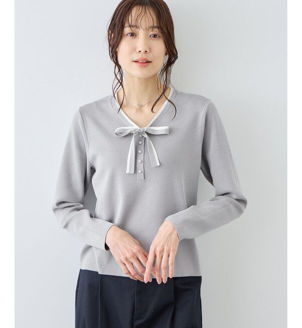 Rope&rsquo;Picnic「配色リボンパールニット」|ニット・セーター|