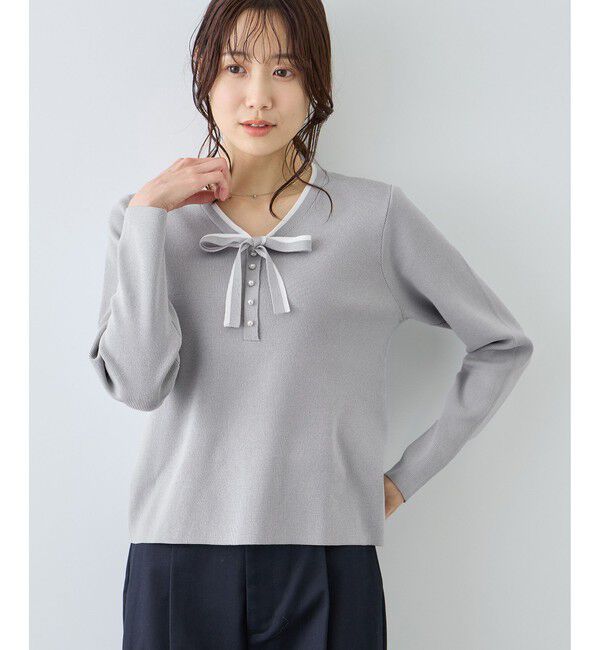 Rope&rsquo;Picnic「配色リボンパールニット」|ニット・セーター|