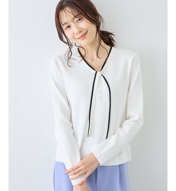 Rope&rsquo;Picnic「配色リボンパールニット」|ニット・セーター|