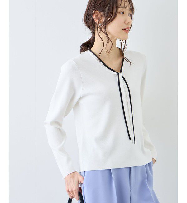 Rope&rsquo;Picnic「配色リボンパールニット」|ニット・セーター|