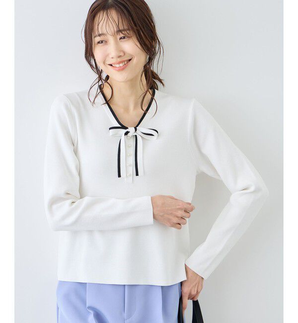 Rope&rsquo;Picnic「配色リボンパールニット」|ニット・セーター|