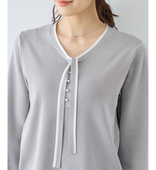 Rope&rsquo;Picnic「配色リボンパールニット」|ニット・セーター|