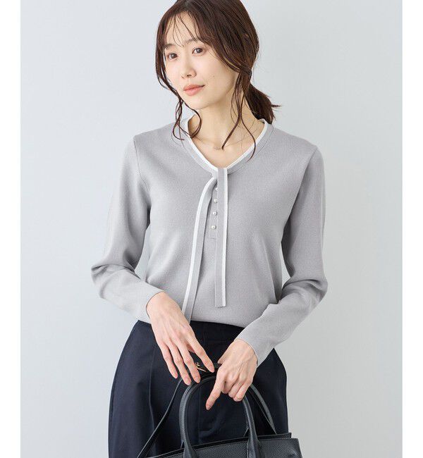 Rope&rsquo;Picnic「配色リボンパールニット」|ニット・セーター|