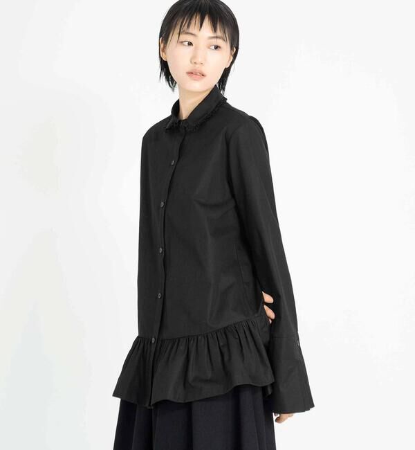  「eunoia | フリルカラー 長袖シャツ WOMEN」|シャツ・ブラウス|BLACK