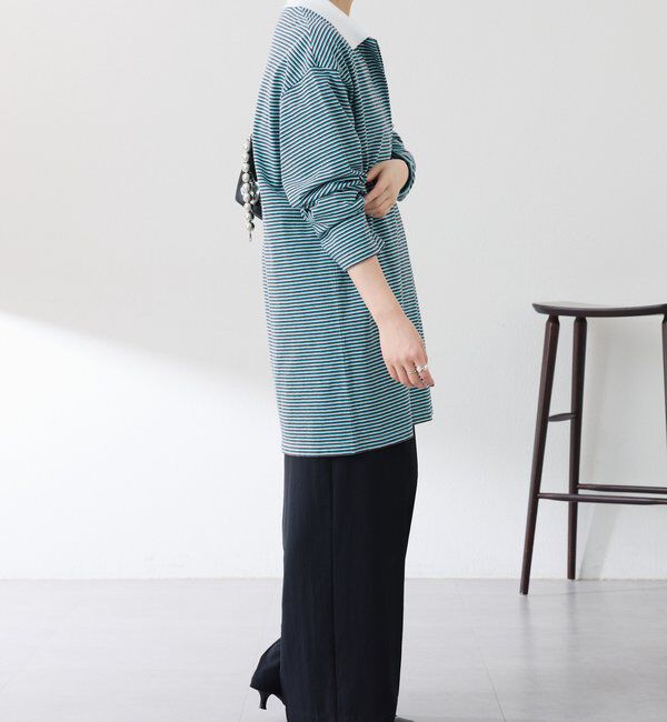  「【大人のラガーシャツ】ポロボーダーチュニック」|Tシャツ・カットソー|