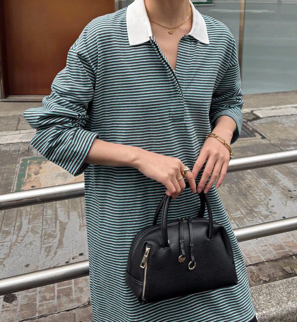  「【大人のラガーシャツ】ポロボーダーチュニック」|Tシャツ・カットソー|