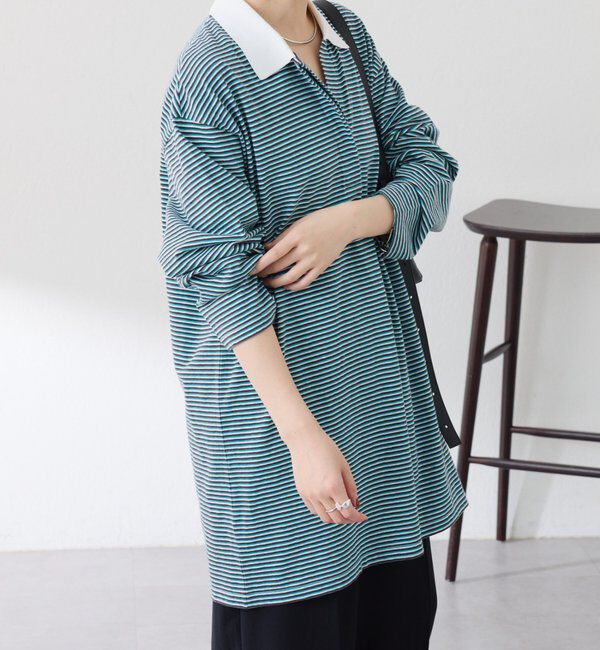  「【大人のラガーシャツ】ポロボーダーチュニック」|Tシャツ・カットソー|