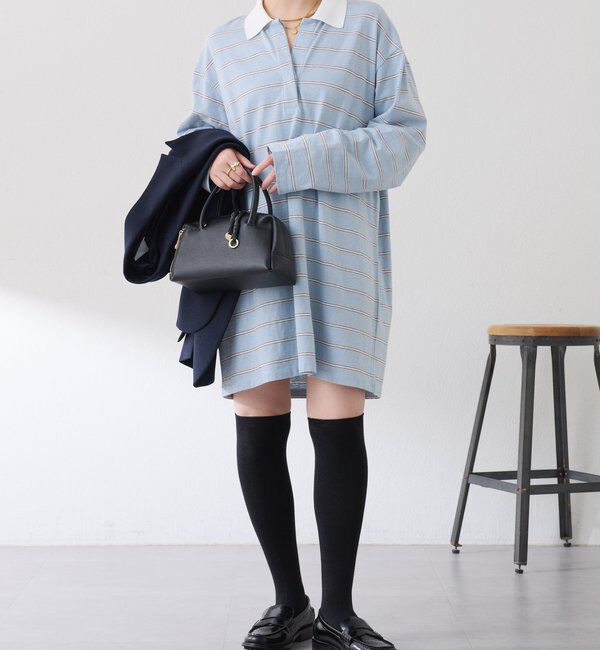  「【大人のラガーシャツ】ポロボーダーチュニック」|Tシャツ・カットソー|