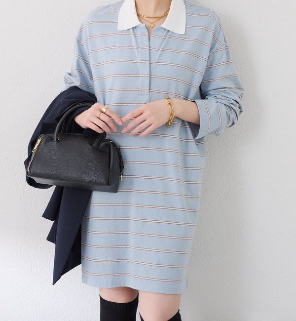  「【大人のラガーシャツ】ポロボーダーチュニック」|Tシャツ・カットソー|