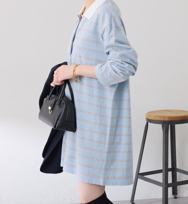  「【大人のラガーシャツ】ポロボーダーチュニック」|Tシャツ・カットソー|