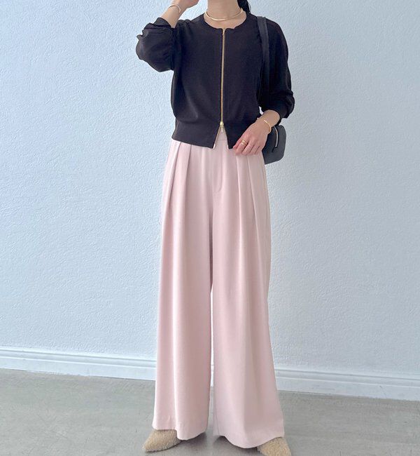  「【ウォッシャブル】【シーズンレスで使える】タックワイドスラックス」|チノ|