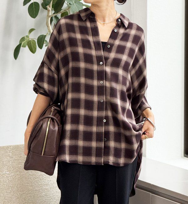  「ウォッシュドチェックワイドシャツ」|シャツ・ブラウス|