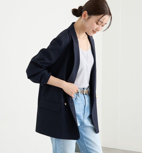  「予約【オンオフ使える】ドライギャバピークドラペルジャケット」|テーラードジャケット|