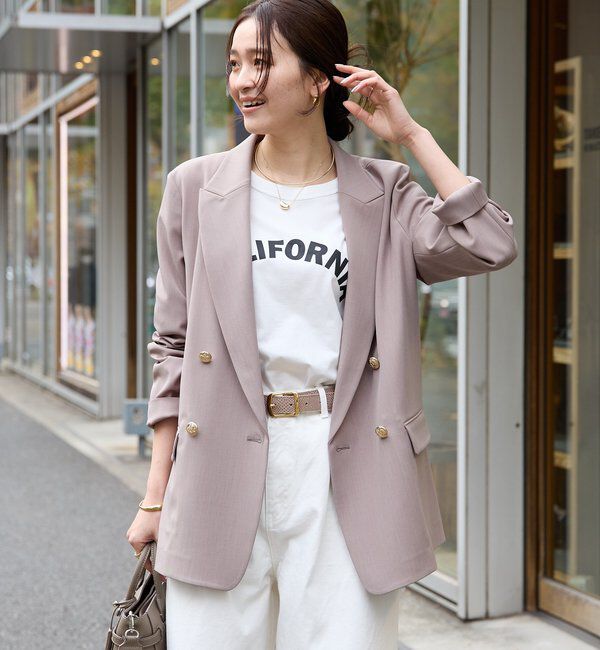  「予約【オンオフ使える】ドライギャバピークドラペルジャケット」|テーラードジャケット|