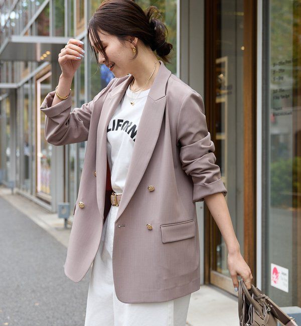  「予約【オンオフ使える】ドライギャバピークドラペルジャケット」|テーラードジャケット|