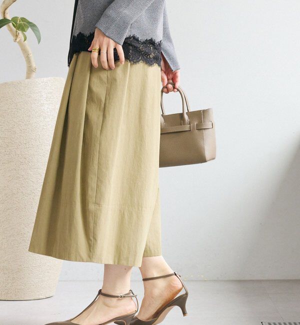  「予約【遊び心たっぷり】タックワイドキュロット」|キュロット|カーキ