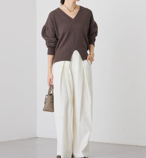  「予約【鮮度抜群】ギャザースリーブオーバーニット」|ニット・セーター|