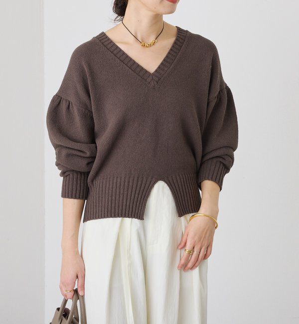  「予約【鮮度抜群】ギャザースリーブオーバーニット」|ニット・セーター|