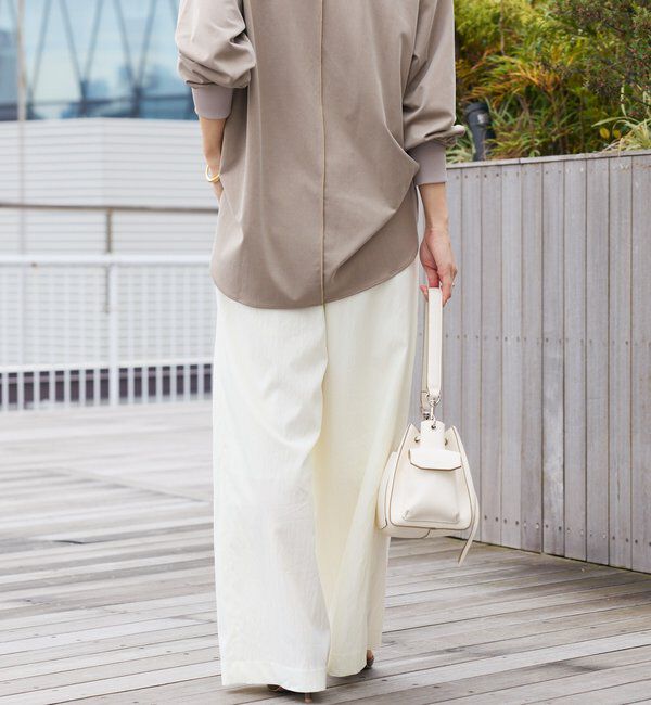  「予約【美シルエット】クロスタックワイドパンツ」|チノ|