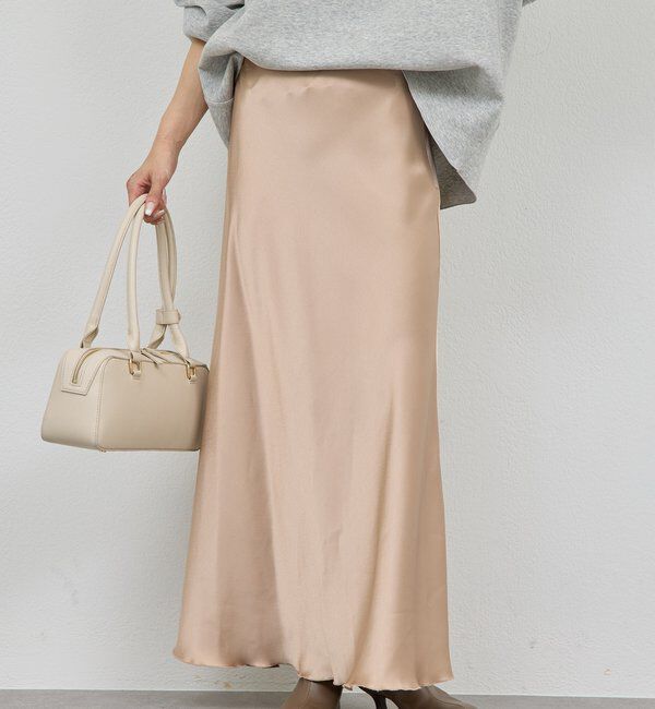  「アセテートバイアススカート」|スカート|ベージュ
