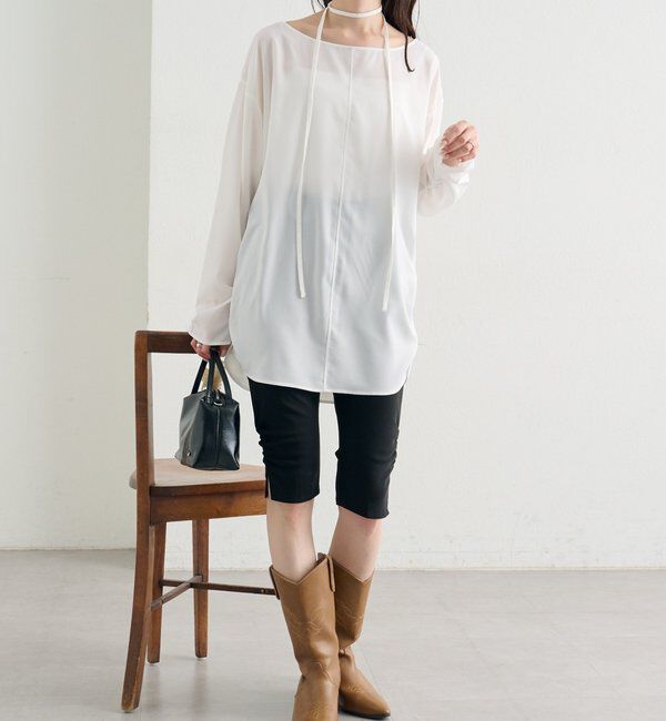  「サイドギャザーＴブラウス」|シャツ・ブラウス|