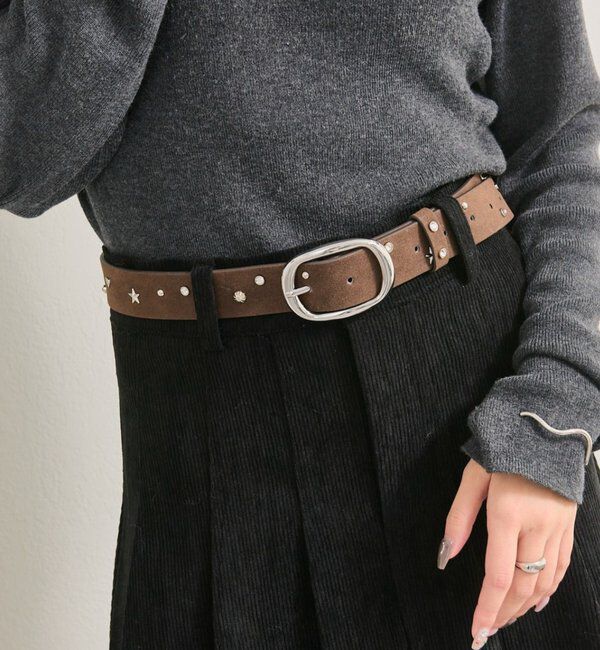  「スタッズベルト」|ベルト|ブラウン
