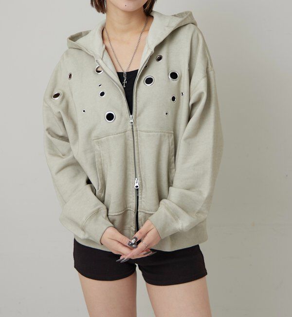  「EYELET ZIP HOODIE」|パーカー|