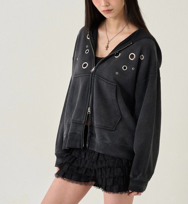  「EYELET ZIP HOODIE」|パーカー|