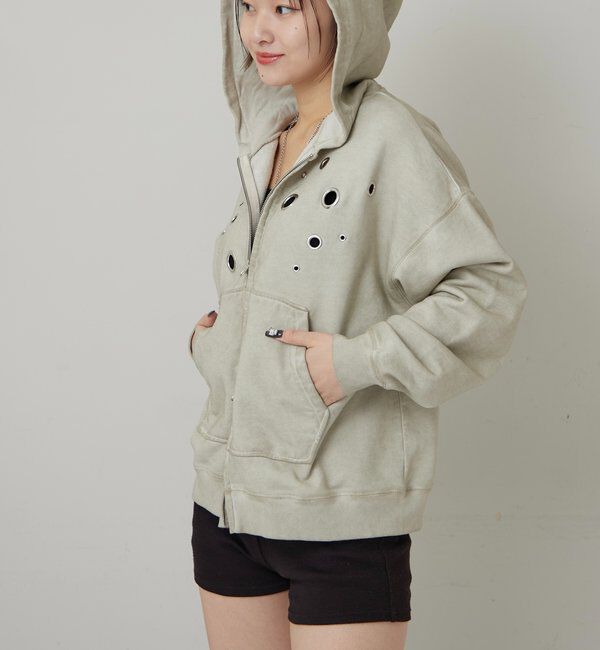  「EYELET ZIP HOODIE」|パーカー|