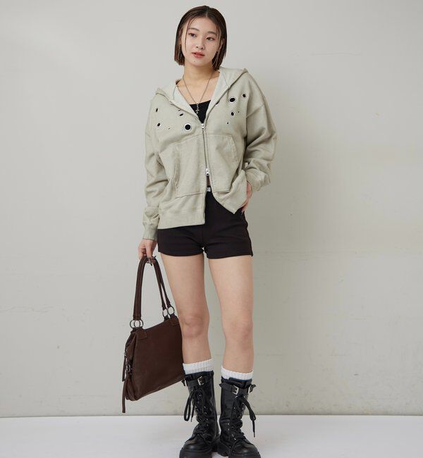  「EYELET ZIP HOODIE」|パーカー|