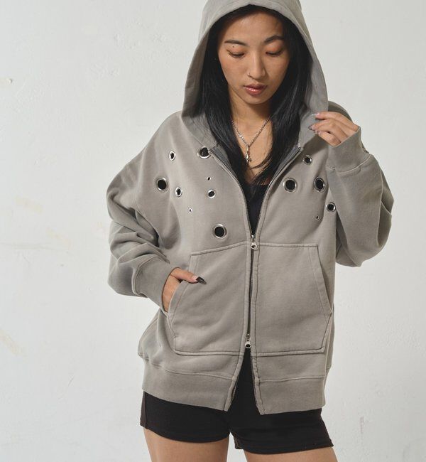  「EYELET ZIP HOODIE」|パーカー|