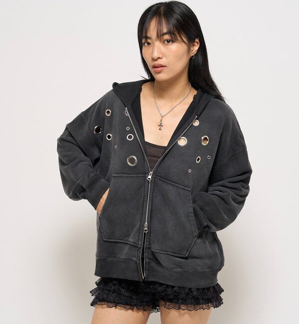  「EYELET ZIP HOODIE」|パーカー|