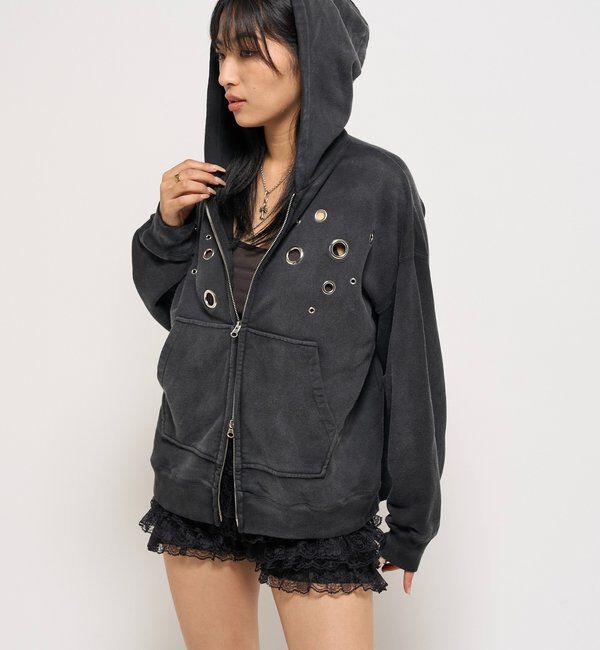  「EYELET ZIP HOODIE」|パーカー|