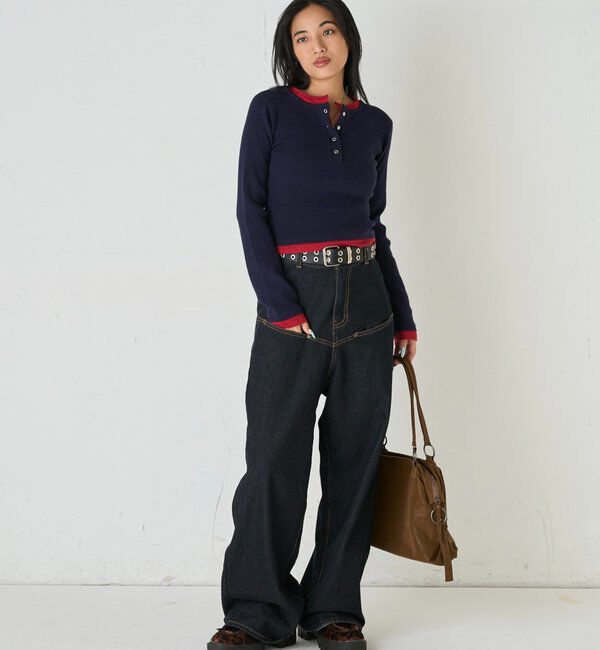  「【WEB限定カラーあり】LAYERED HENLEY KINT」|ニット・セーター|