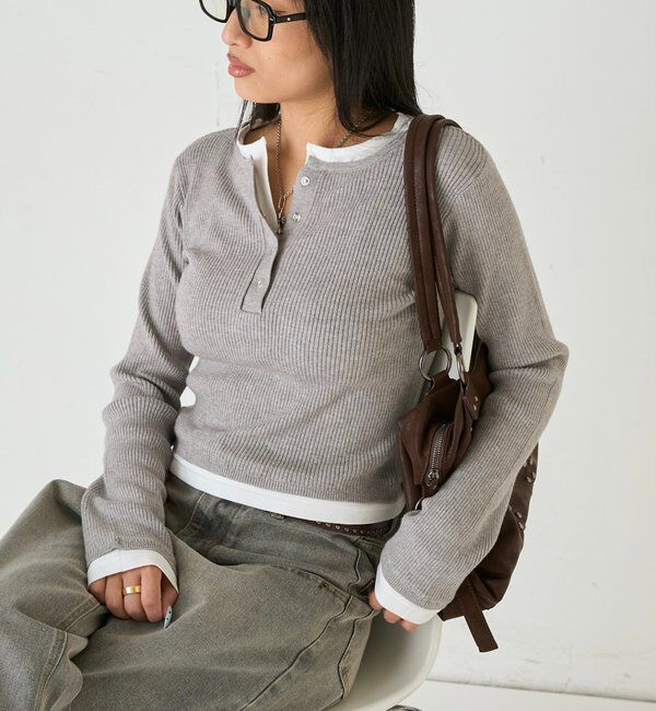  「【WEB限定カラーあり】LAYERED HENLEY KINT」|ニット・セーター|