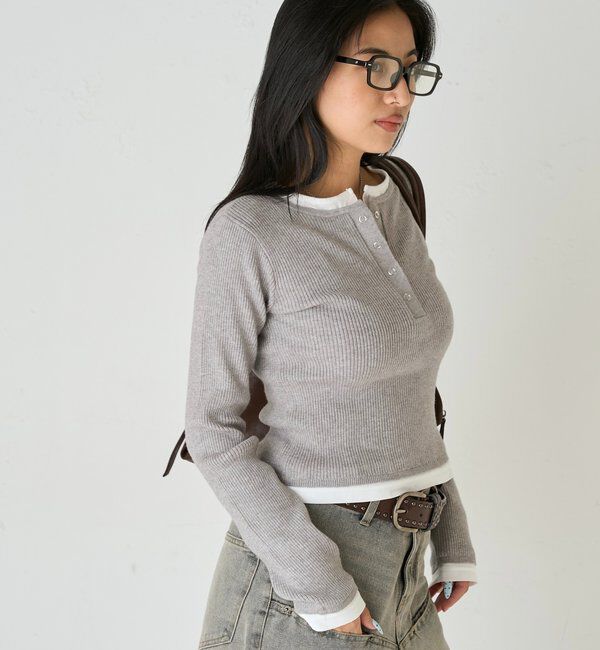  「【WEB限定カラーあり】LAYERED HENLEY KINT」|ニット・セーター|