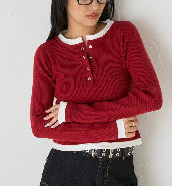  「【WEB限定カラーあり】LAYERED HENLEY KINT」|ニット・セーター|