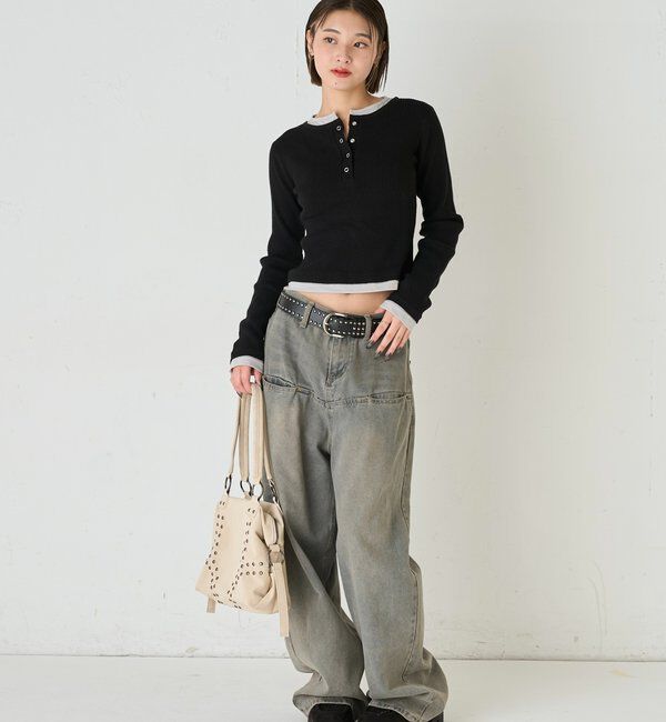  「【WEB限定カラーあり】LAYERED HENLEY KINT」|ニット・セーター|