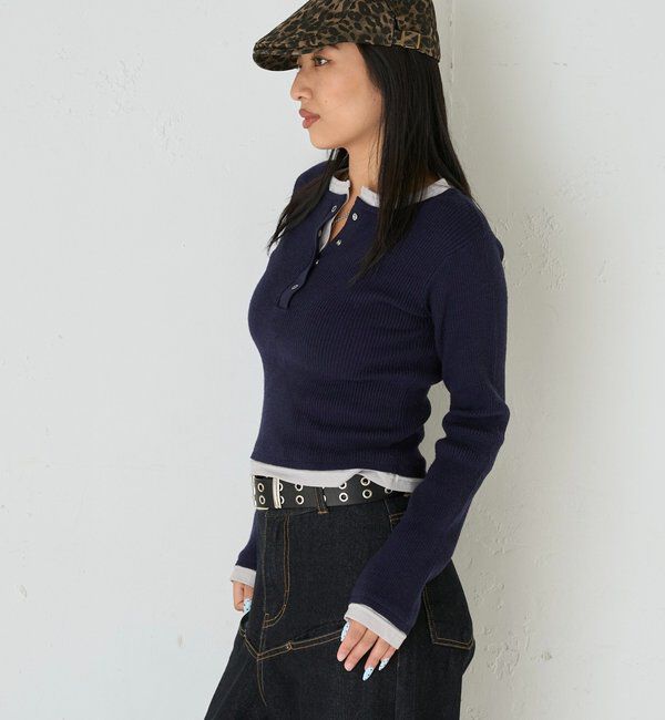  「【WEB限定カラーあり】LAYERED HENLEY KINT」|ニット・セーター|
