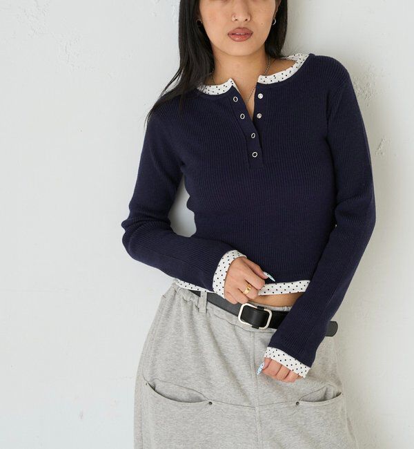  「【WEB限定カラーあり】LAYERED HENLEY KINT」|ニット・セーター|