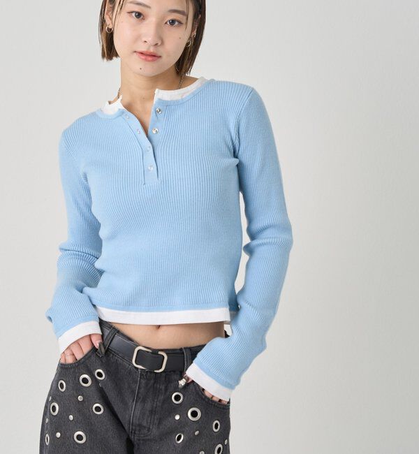  「【WEB限定カラーあり】LAYERED HENLEY KINT」|ニット・セーター|
