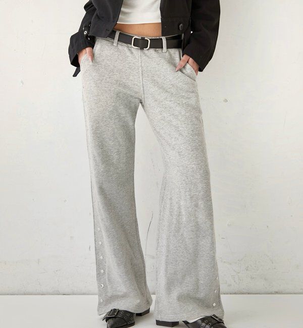  「STUDDED SWEAT MIDI FLARE PANTS」|チノ|グレー