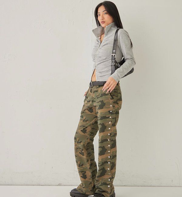  「STUDDED SWEAT MIDI FLARE PANTS」|チノ|