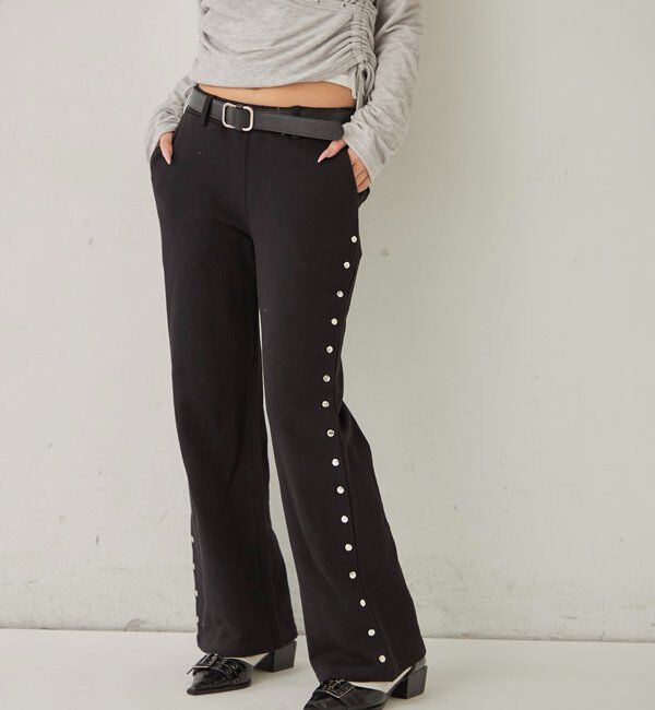  「STUDDED SWEAT MIDI FLARE PANTS」|チノ|