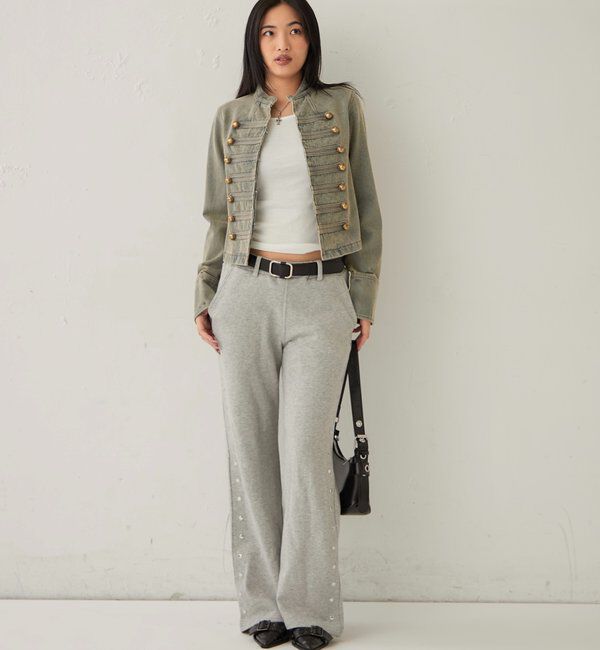  「STUDDED SWEAT MIDI FLARE PANTS」|チノ|